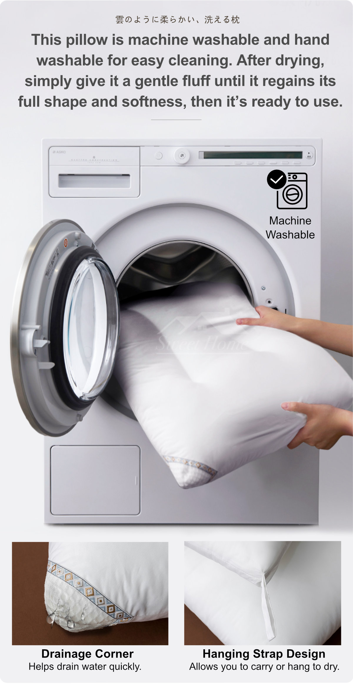 Cloud-Soft Washable Pillow-8